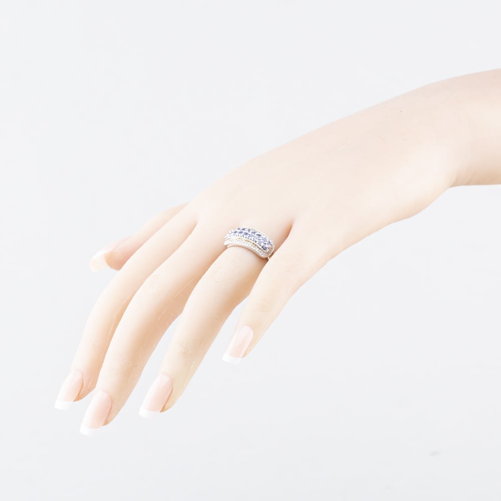 Pre-Owned Sterling Silver Tanzanite & White Zircon Band Ring 41251664
