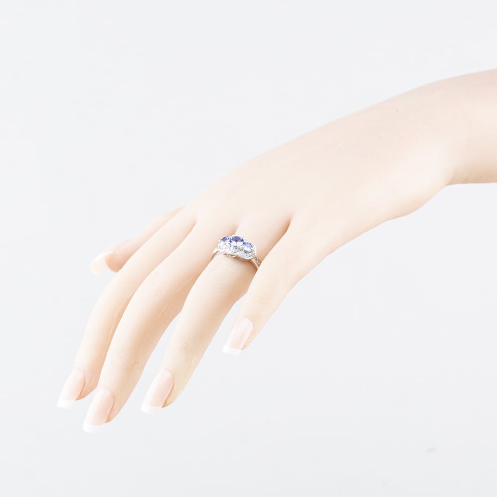 Pre-Owned Sterling Silver Tanzanite & White Topaz Dress Ring 41251670