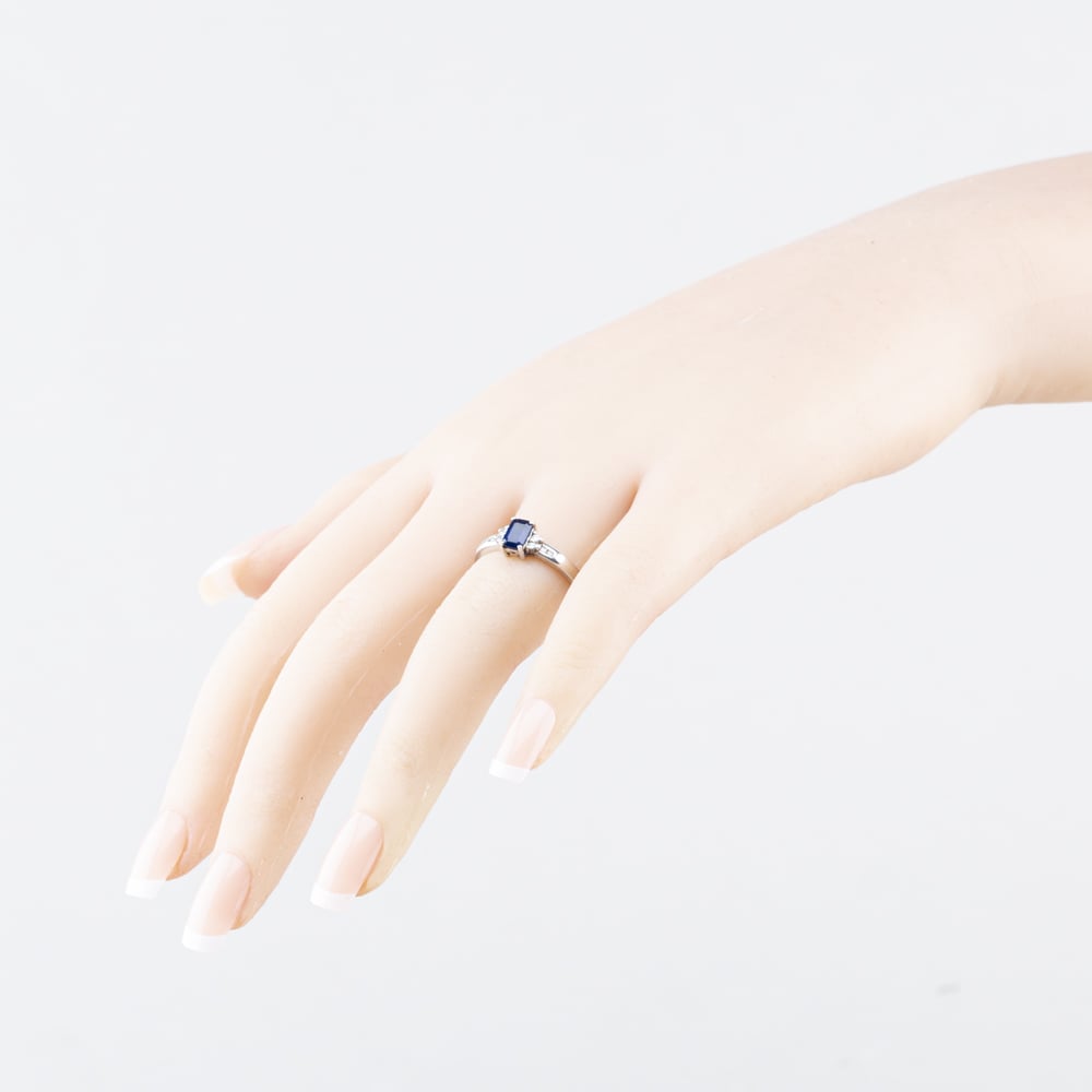 Pre-Owned Sterling Silver Tanzanite & White Topaz Shoulder Set Dress Ring 41251674