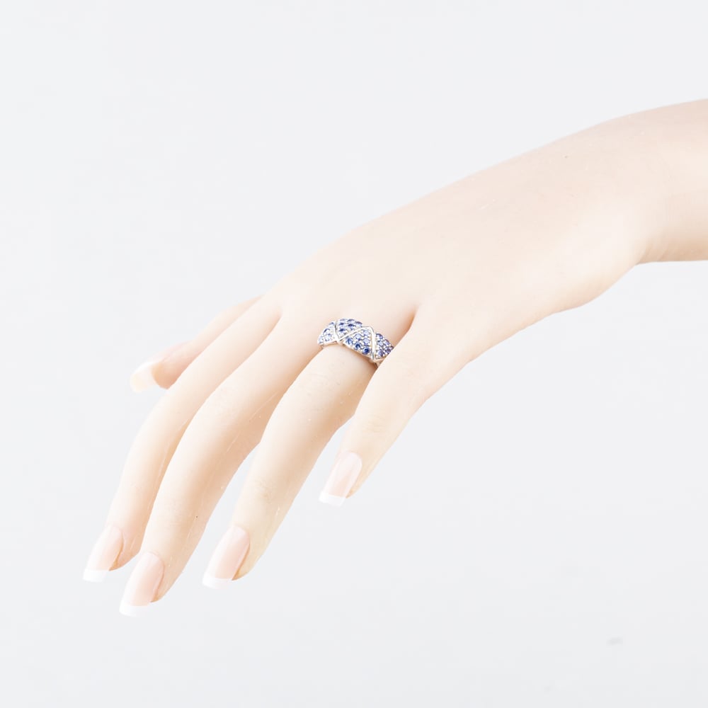 Pre-Owned Sterling Silver Blue Cubic Zirconia Band Ring 41251687