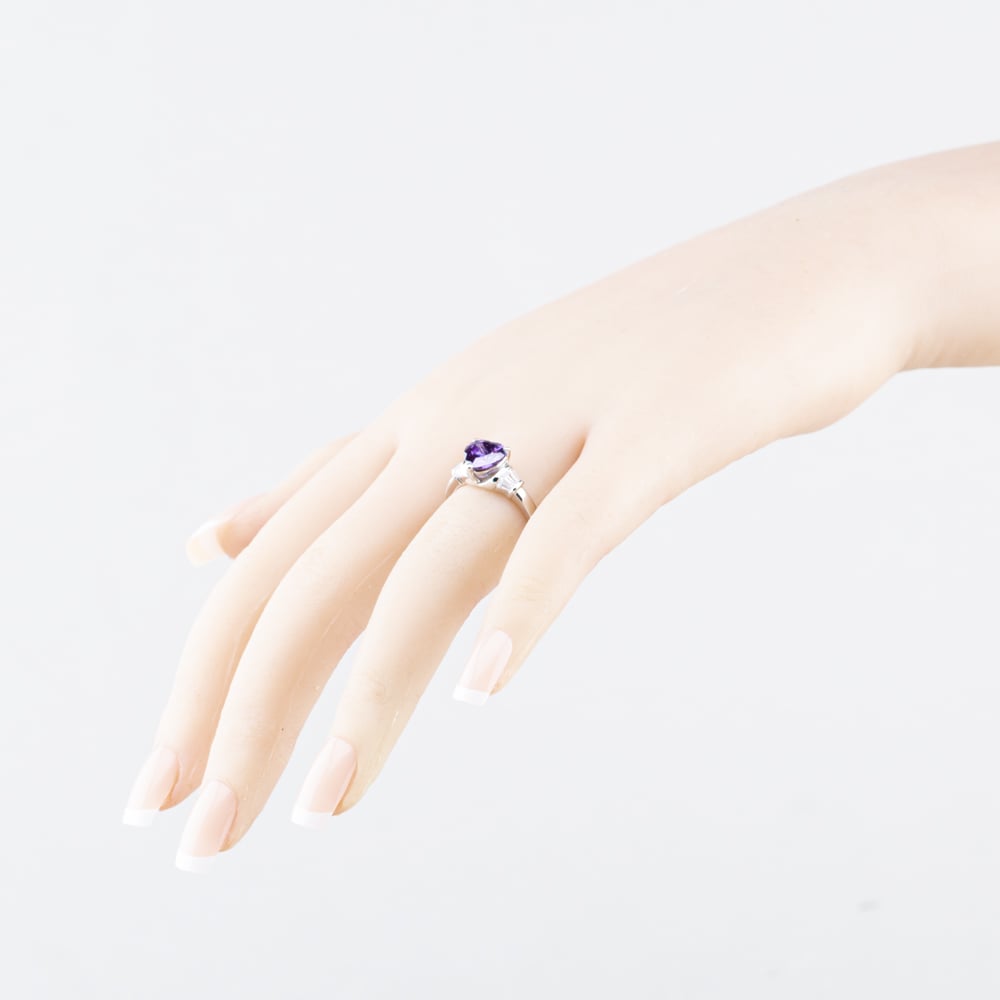 Pre-Owned Sterling Silver Purple & White Cubic Zirconia Heart Shape Dress Ring 41251690