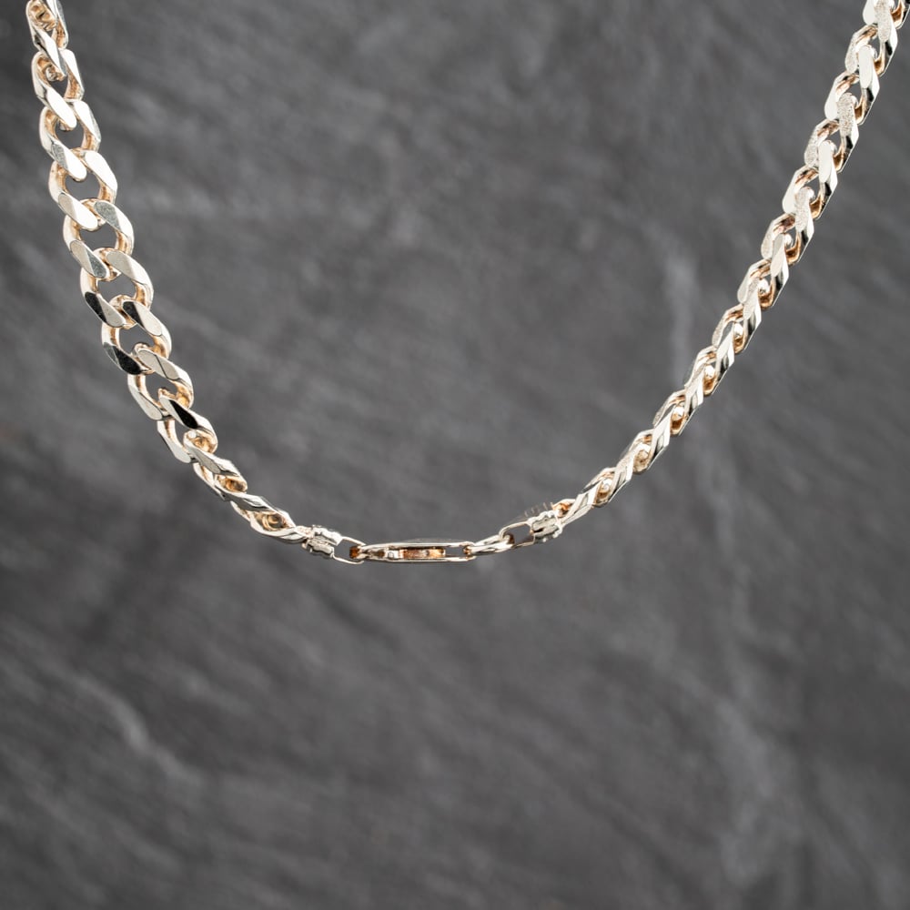 Pre-Owned Silver Half Frosted Link 18 Inch Curb Chain 41251722
