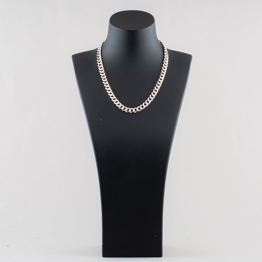 Pre-Owned Silver Half Frosted Link 18 Inch Curb Chain 41251722