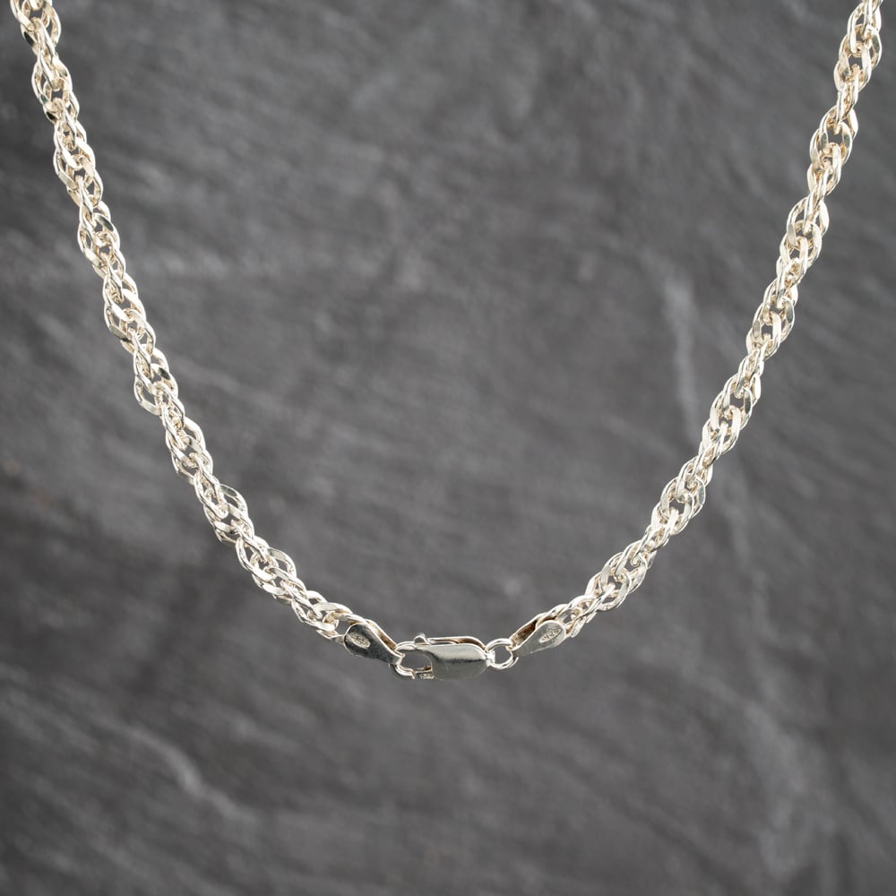 Pre-Owned Silver Twisted Link 18 Inch Curb Chain 41251724