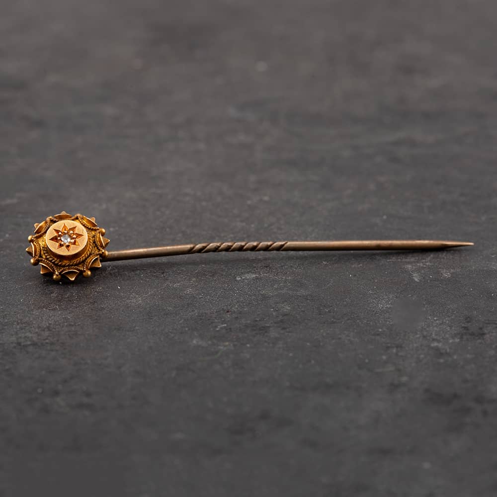Product photograph of Pre-owned Vintage Yellow Gold Diamond Stick Pin Brooch 41271023 from The Jewel Hut