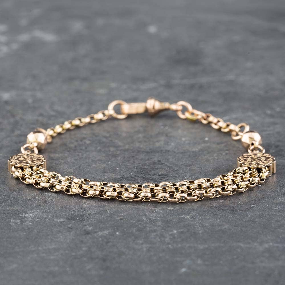 Product photograph of Pre-owned Vintage Rose Gold Three Strand 7 Inch Belcher Chain Bracelet 41281110 from The Jewel Hut
