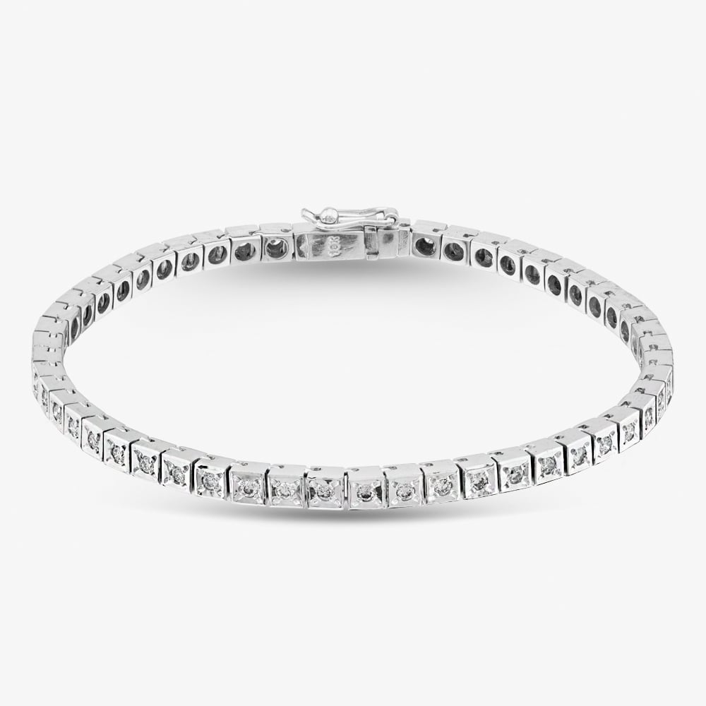 Product photograph of Pre-owned 18ct White Gold Brilliant Cut Diamond Set 7 5 Inch Tennis Bracelet 41281287 from The Jewel Hut