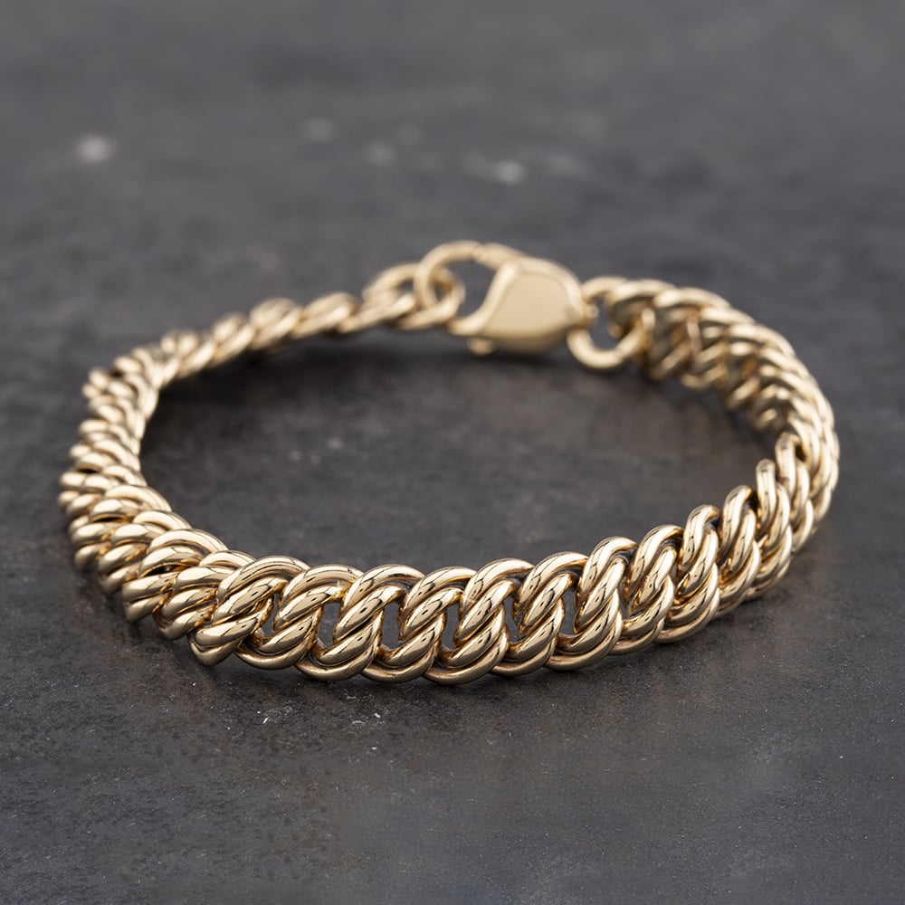 Product photograph of Pre-owned 9ct Yellow Gold Double 7 5 Inch Curb Chain Bracelet 41281369 from The Jewel Hut