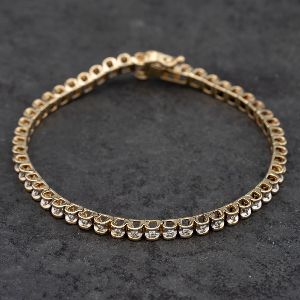 Pre-Owned 14ct Two Colour Gold 0.52ct Diamond Set 7 Inch Bracelet 41281432