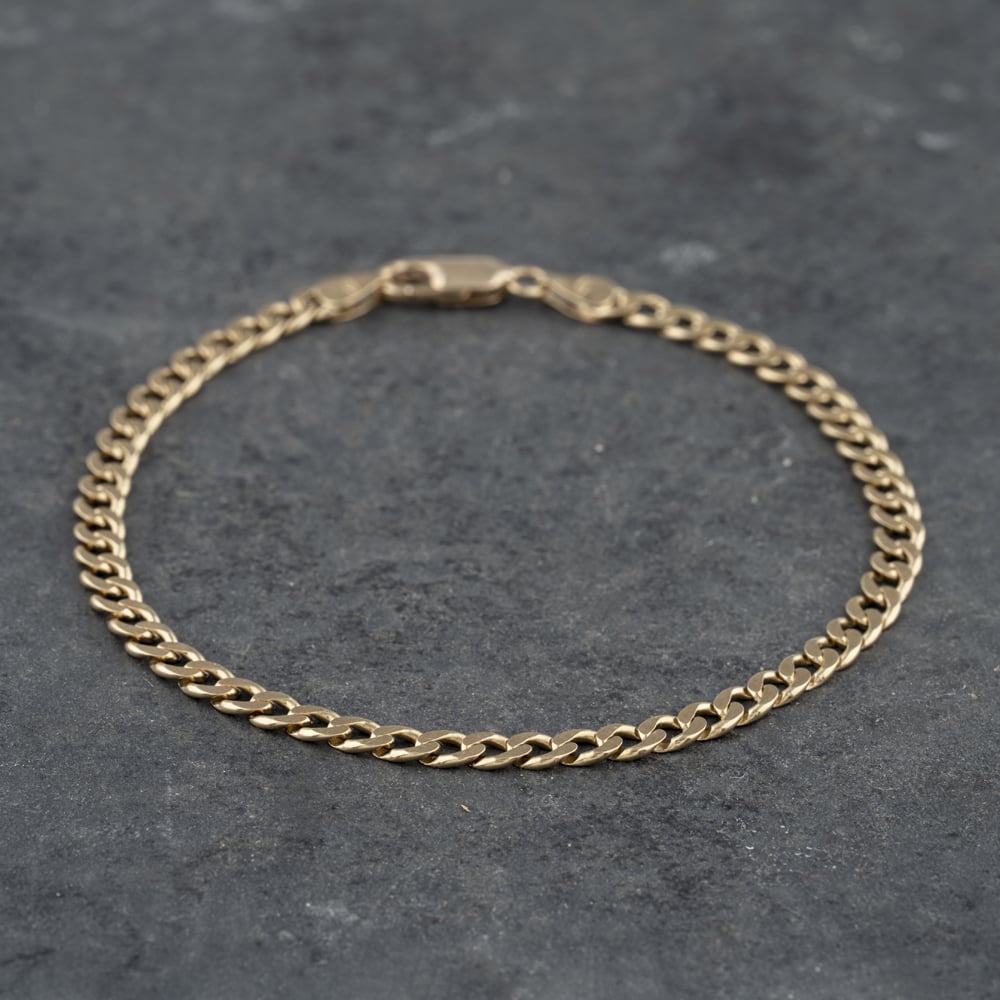 Pre-Owned 9ct Yellow Gold Flat 7.5 Inch Curb Chain Bracelet 41281550