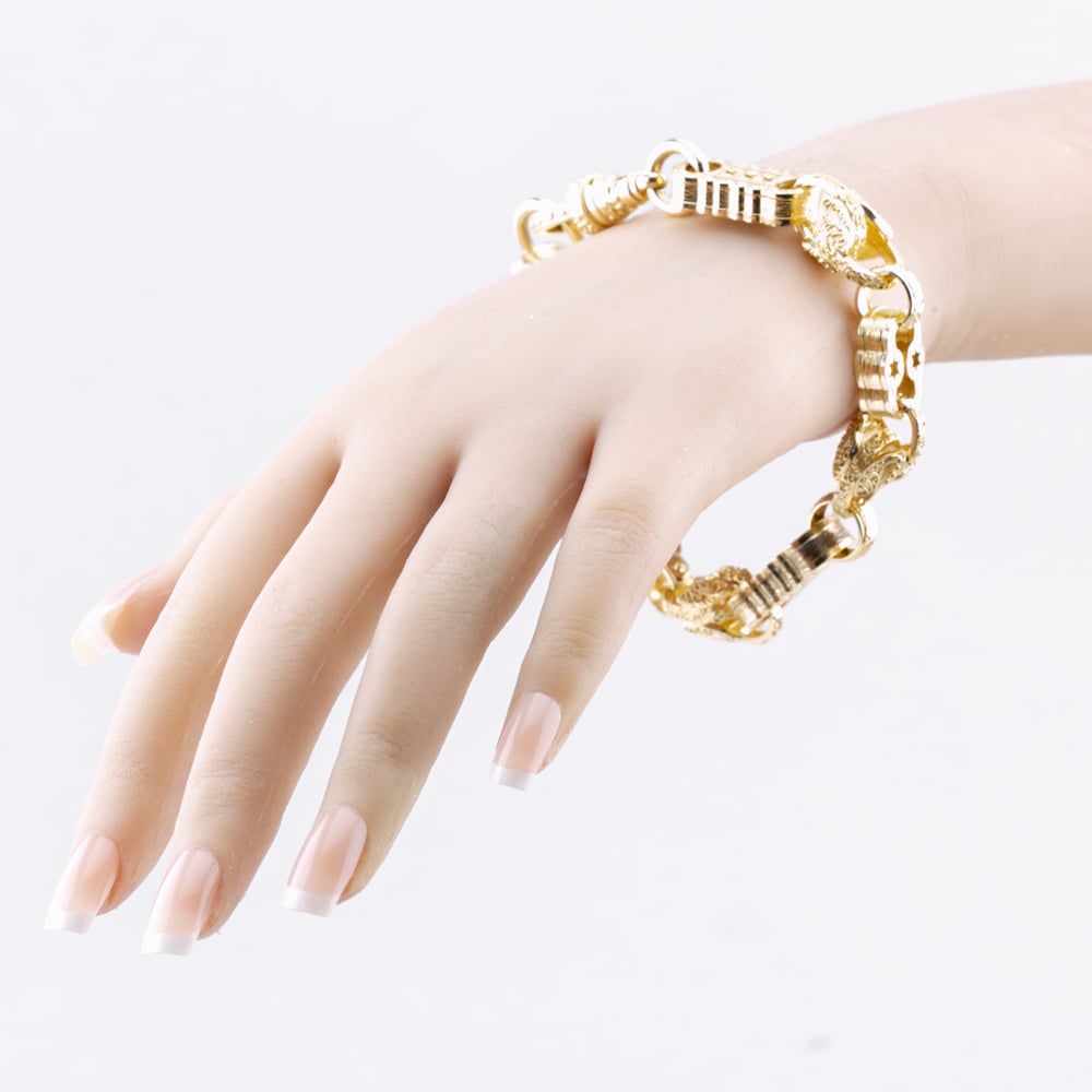 Pre-Owned 9ct Yellow Gold Fancy 9 Inch Belcher Chain Bracelet 41281623