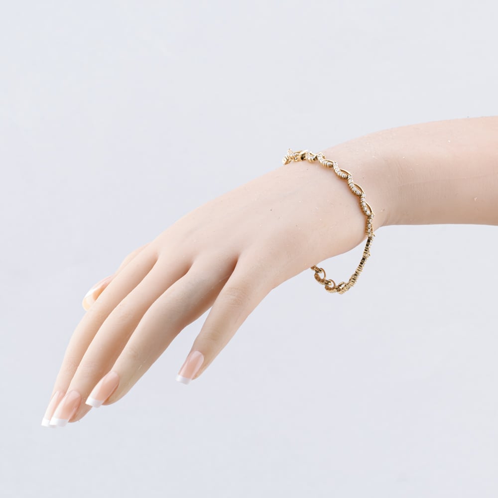 Pre-Owned 9ct Yellow Gold Cubic Zirconia 7.5 Inch Bracelet 41281717