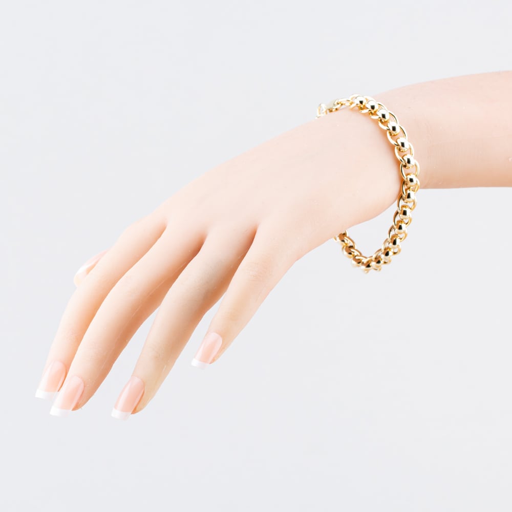 Pre-Owned 9ct Yellow Gold Roller Ball 8 Inch Curb Chain Bracelet 41281760