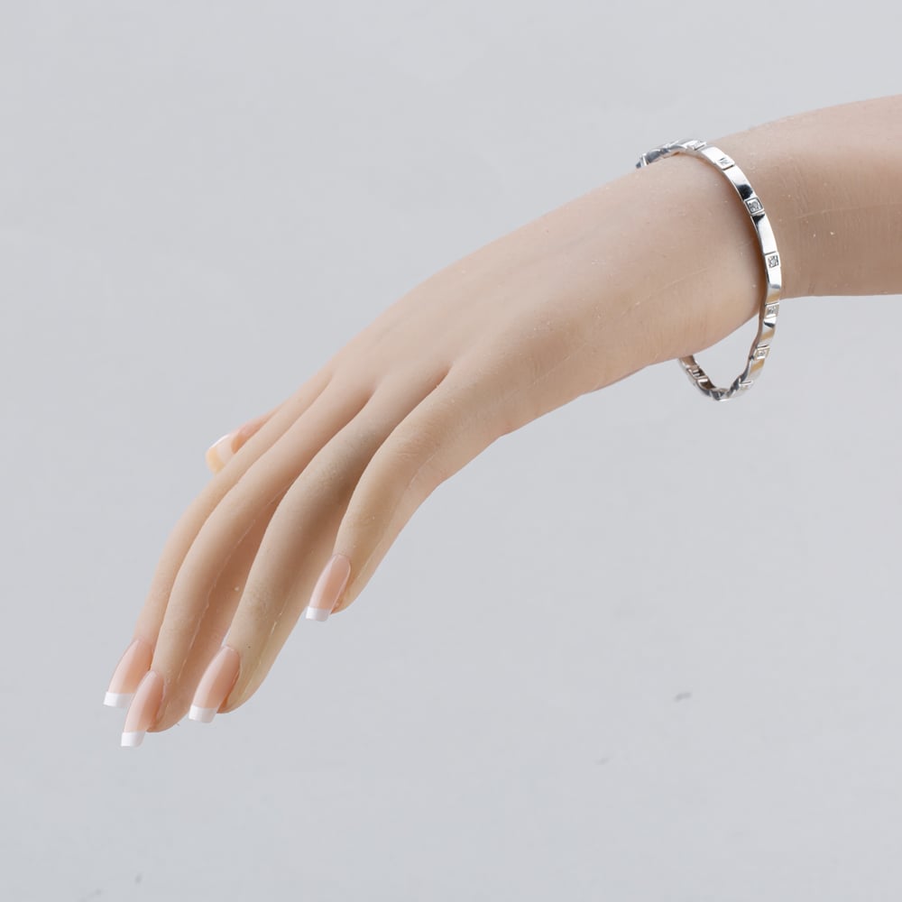 Pre-Owned 9ct White Gold 0.21ct Brilliant Cut Bar Linked 7.25 Inch Bracelet 41281798