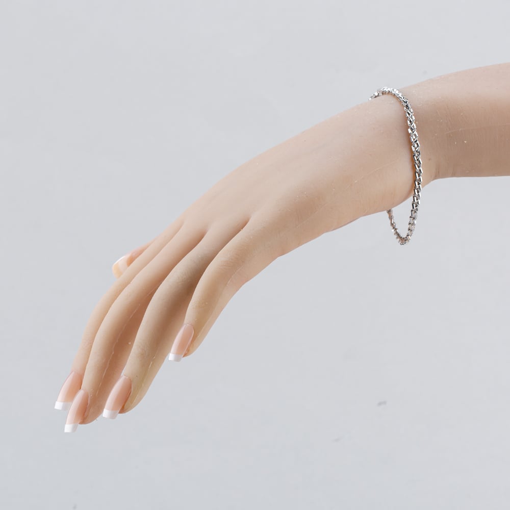 Pre-Owned 9ct White Gold Bar And Chain 7.5 Inch Fancy Chain Bracelet 41281801