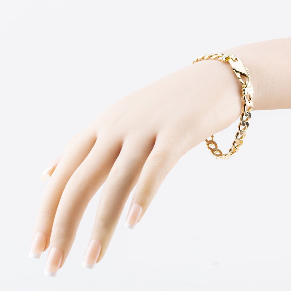 Pre-Owned 9ct Yellow Gold 8 Inch Curb Chain Bracelet 410802162092