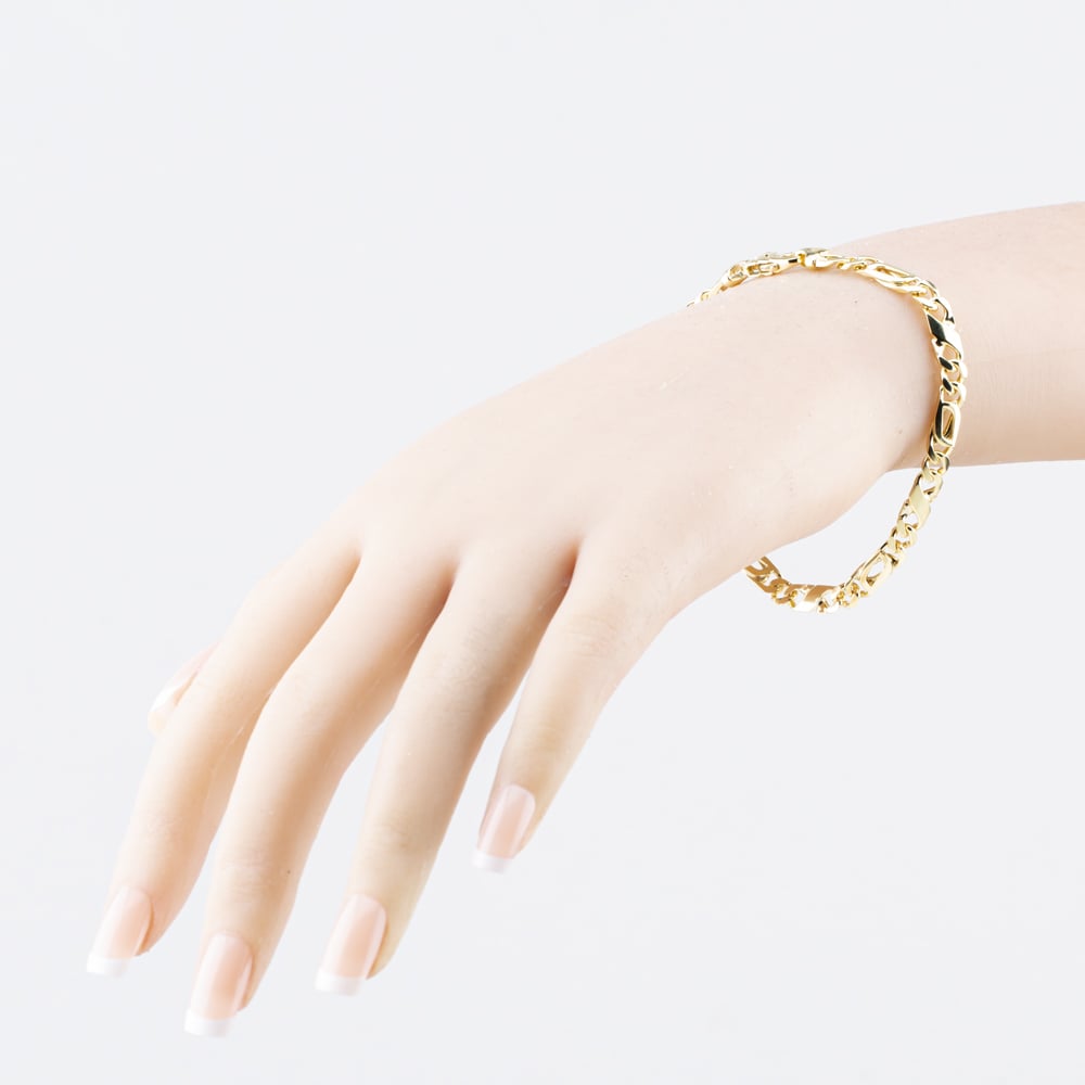 Pre-Owned 9ct Yellow Gold Infinity Link Fancy 7.5 Inch Figaro Chain Bracelet 41281881