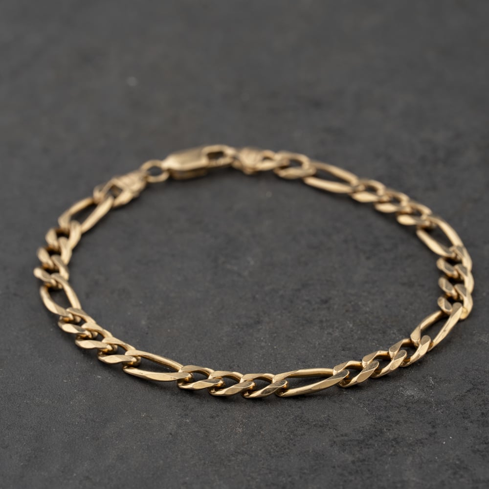 Pre-Owned 9ct Yellow Gold 7 Inch Figaro Chain Bracelet 41281894