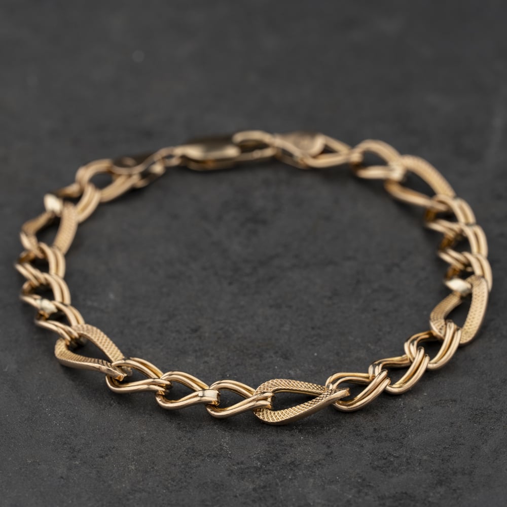 Pre-Owned 9ct Yellow Gold 7.5 Inch Double Curb Chain Bracelet 41281910