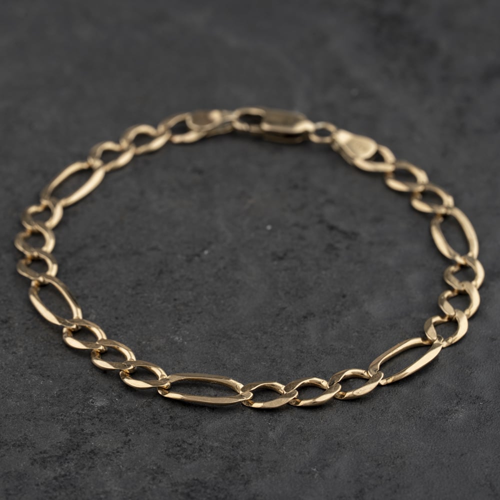 Pre-Owned 9ct Yellow Gold 8 Inch Figaro Chain Bracelet 41281951