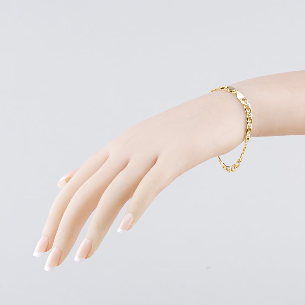 Pre-Owned 9ct Two Colour Gold 7.5 Inch Double Curb Chain Bracelet 41281957