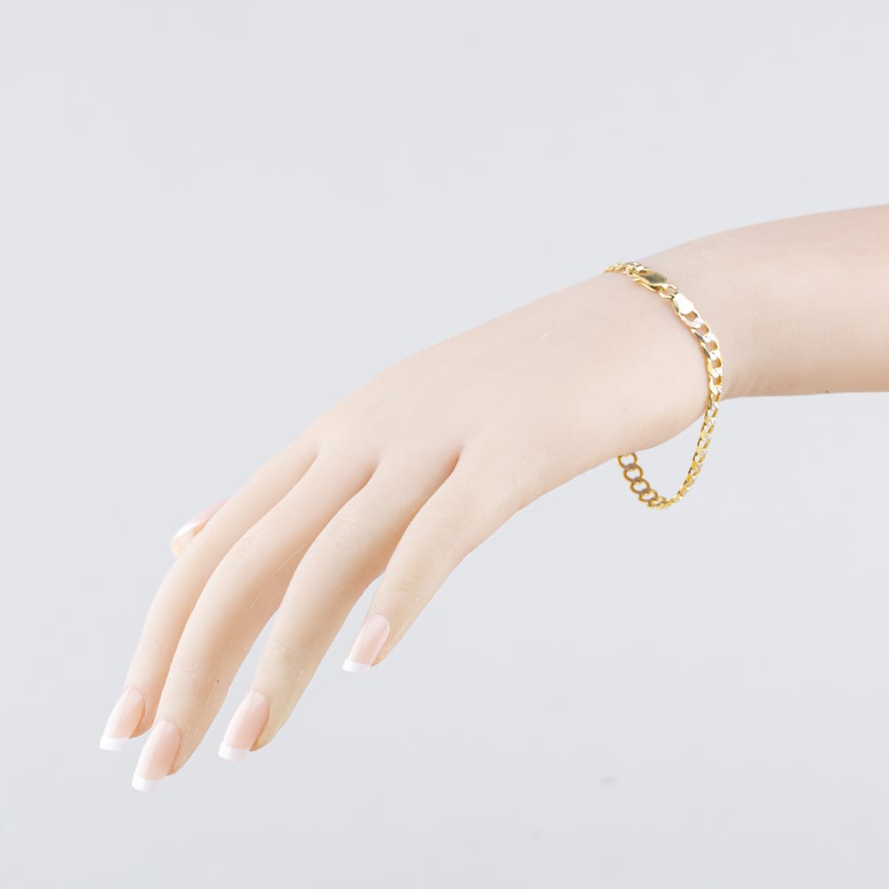 Pre-Owned 9ct Two Colour Gold 7.5 Inch Curb Chain Bracelet 41281958
