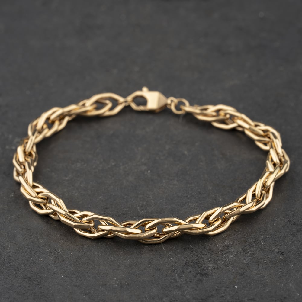 Pre-Owned 9ct Yellow Gold Twisted 8 Inch Curb Chain Bracelet 41281966