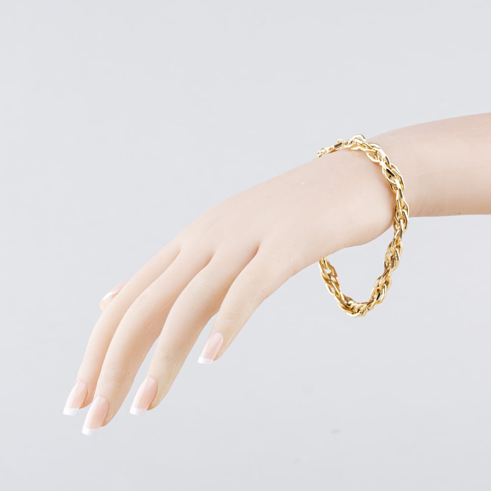 Pre-Owned 9ct Yellow Gold Twisted 8 Inch Curb Chain Bracelet 41281966