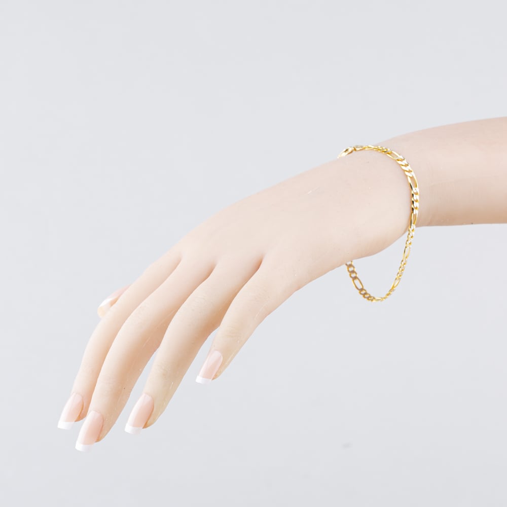 Pre-Owned 9ct Two Colour Gold 7.5 Inch Figaro Chain Bracelet 41281967