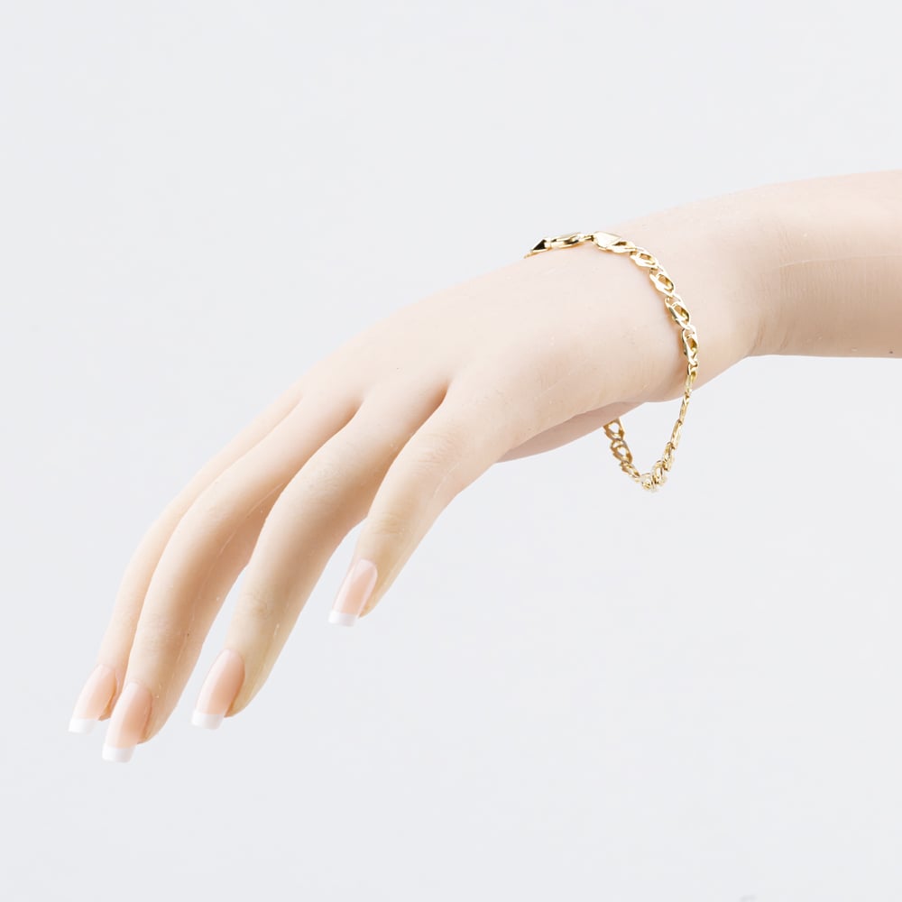 Pre-Owned 9ct Two Colour Gold Double 7.5 Inch Curb Chain Bracelet 41281972