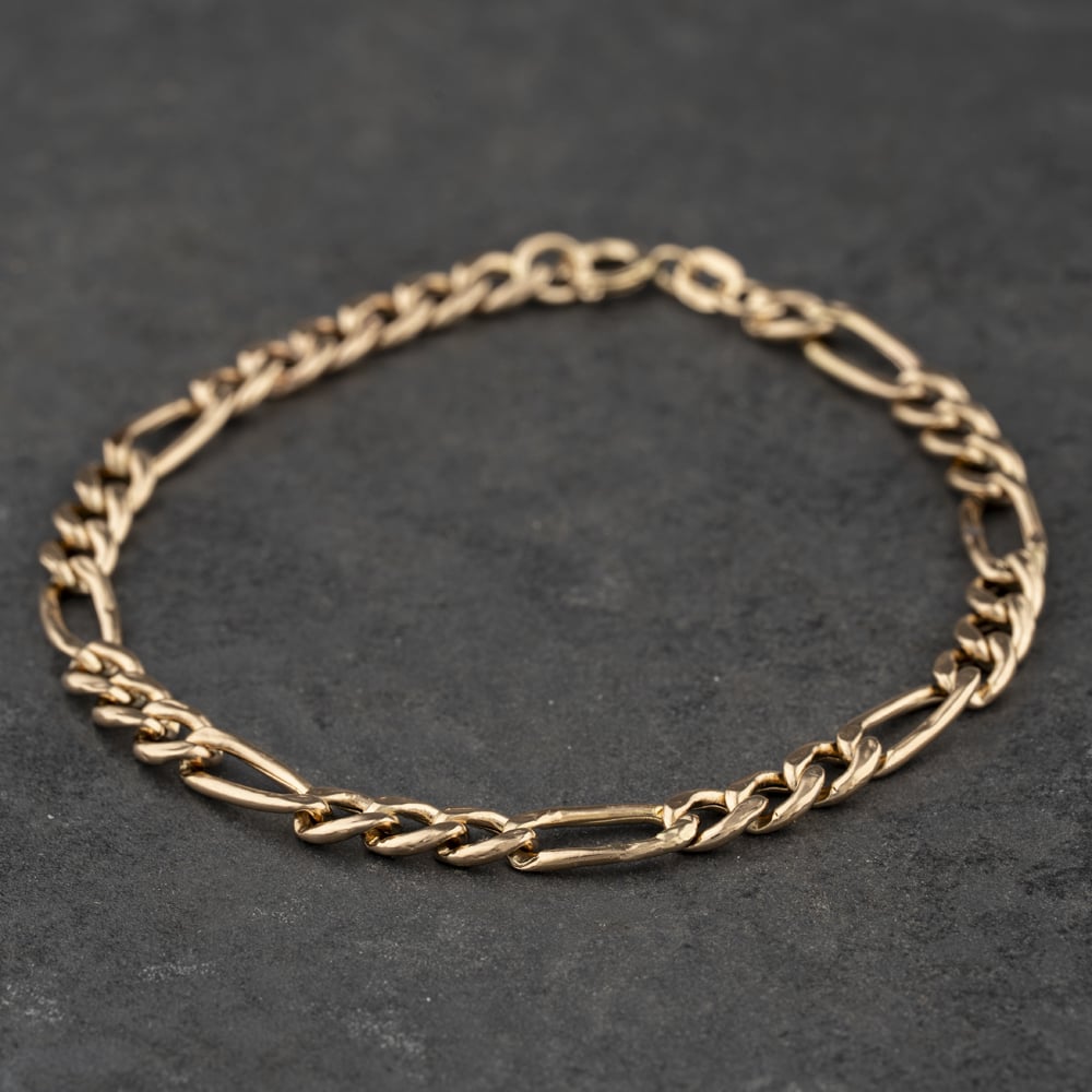 Pre-Owned 9ct Yellow Gold 8 Inch Figaro Chain Bracelet 41281973