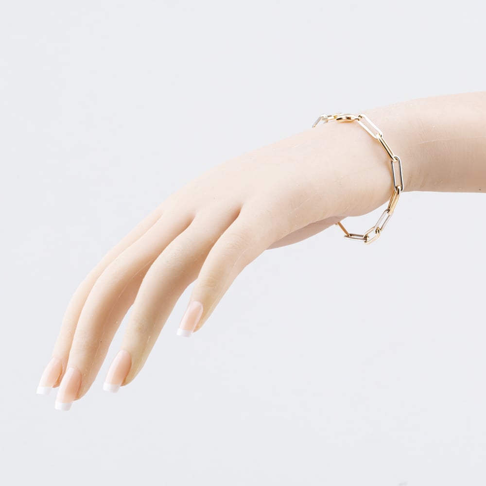 Pre-Owned 9ct Two Colour Gold 7.25 Inch Belcher Chain Bracelet 41281976