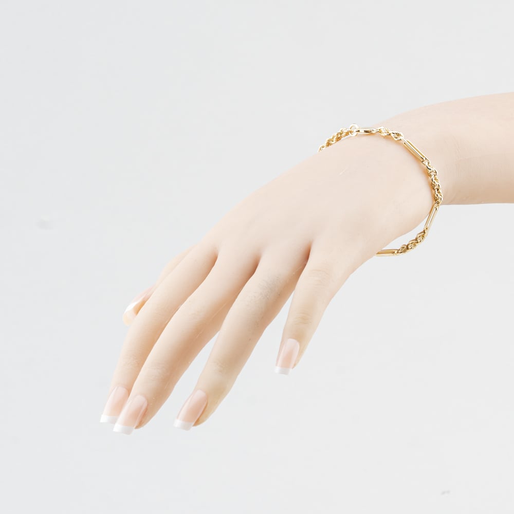 Pre-Owned 9ct Yellow Gold Fancy Bar 7.5 Inch Rope Chain Bracelet 41281996