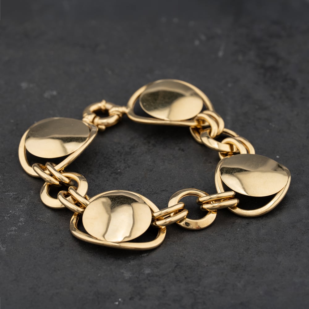 Pre-Owned 9ct Yellow Gold Circles Disc 7.5 Inch Fashion Bracelet 41281999