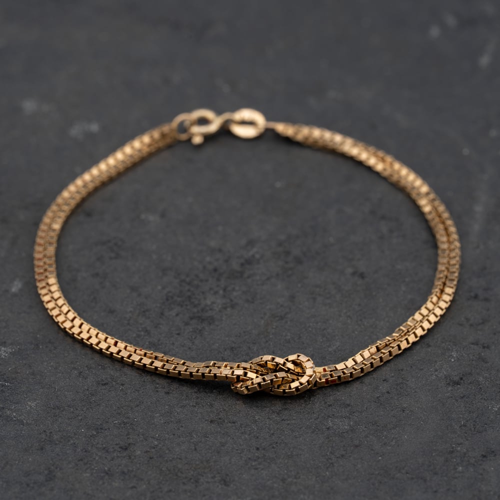 Pre-Owned 9ct Yellow Gold Two Row 7 Inch Box Chain Bracelet 41282001