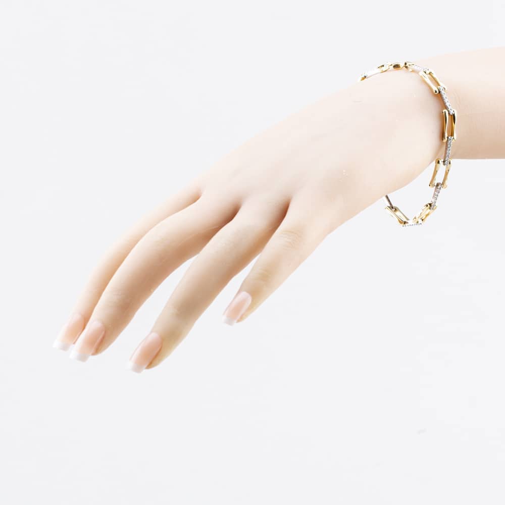 Pre-Owned 9ct Two Colour Gold Openlink 7.5 Inch Chain Bracelet 41282016