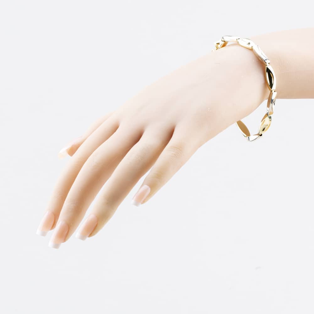 Pre-Owned 9ct Two Colour Gold Concave 7.5 Inch Chain Bracelet 41282017