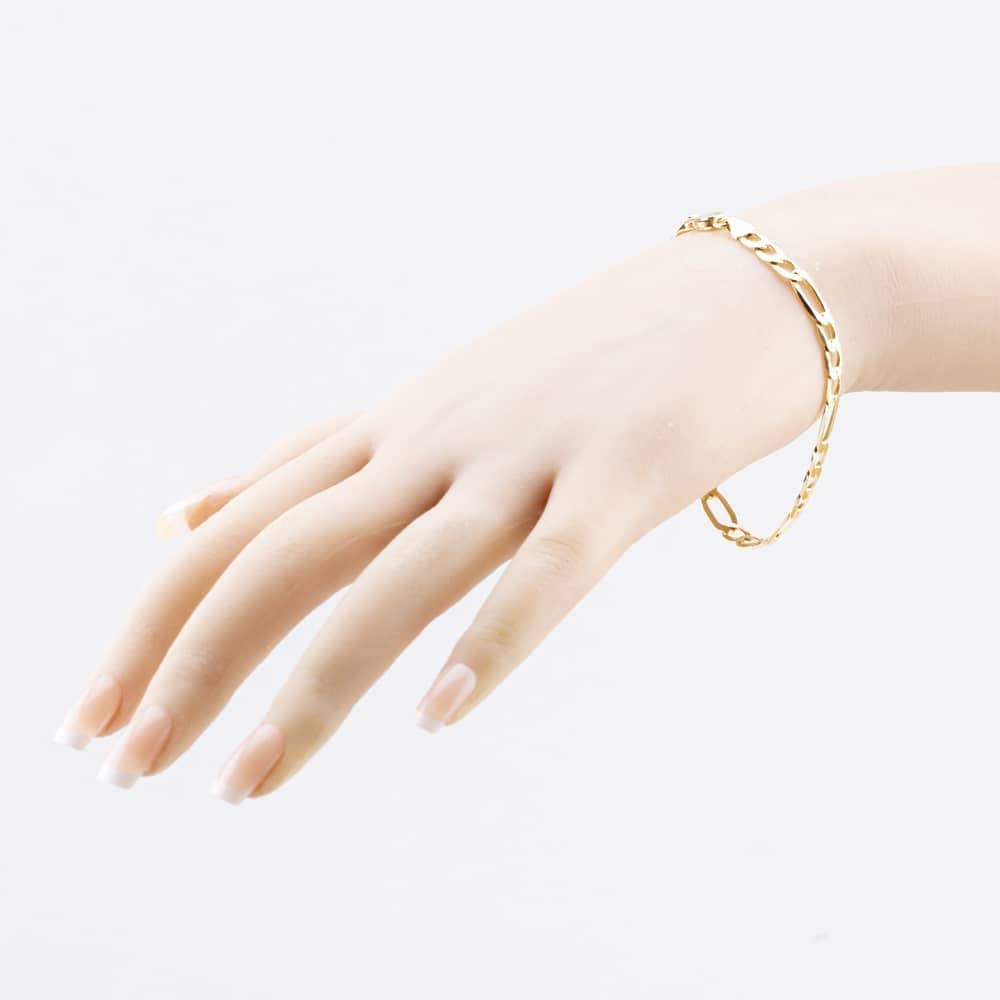 Pre-Owned 9ct Yellow Gold 3+1 Link 7.5 Inch Figaro Chain Bracelet 41282018