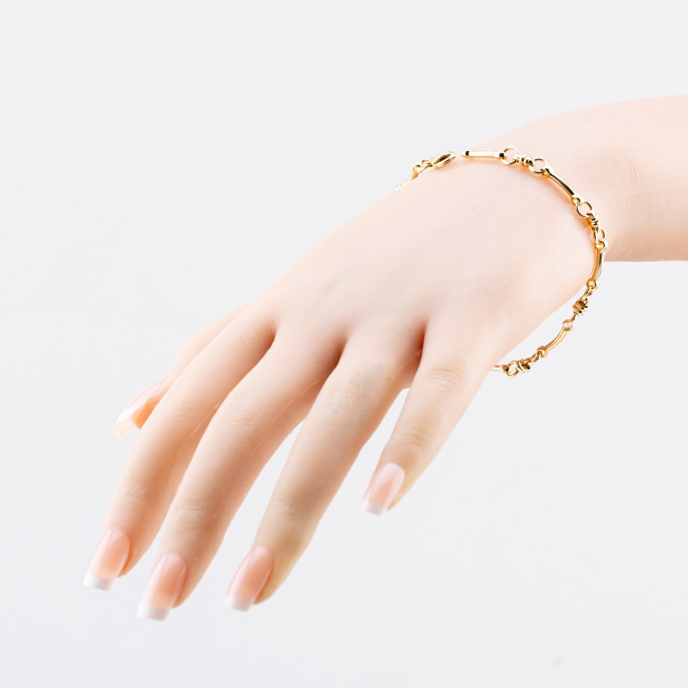 Pre-Owned 9ct Yellow Gold Loop & Bar 8 Inch Chain Bracelet 41282020