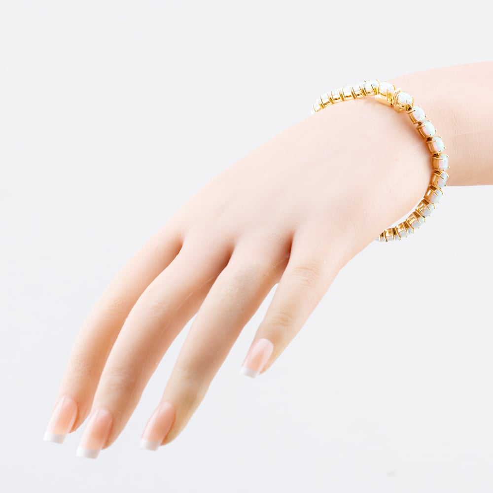 Pre-Owned Vintage Yellow Gold Opal Set 7 Inch Bracelet 41282024