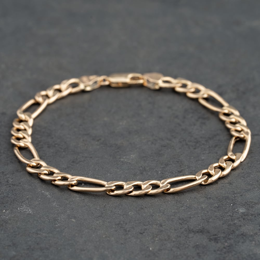 Pre-Owned 9ct Yellow Gold 7.5 Inch Figaro Chain Bracelet 41282027