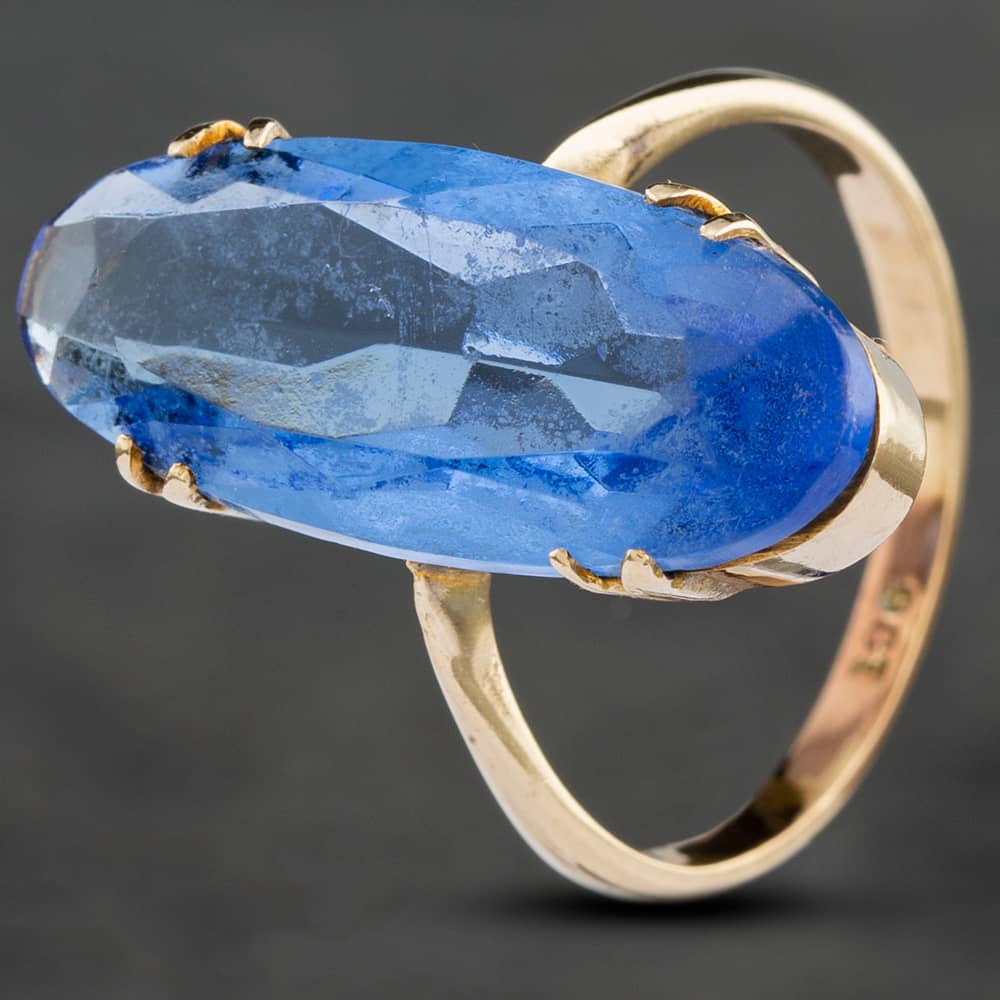 Product photograph of Pre-owned 9ct Yellow Gold Glass Dress Ring 4129159 from The Jewel Hut