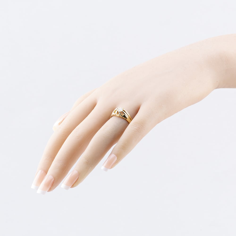 Pre-Owned 9ct Yellow Gold 0.25ct Brilliant Cut Diamond Single Stone Signet Ring 413402153286