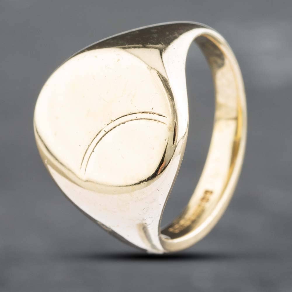 Pre-Owned 9ct Yellow Gold Oval Signet Ring 41341194