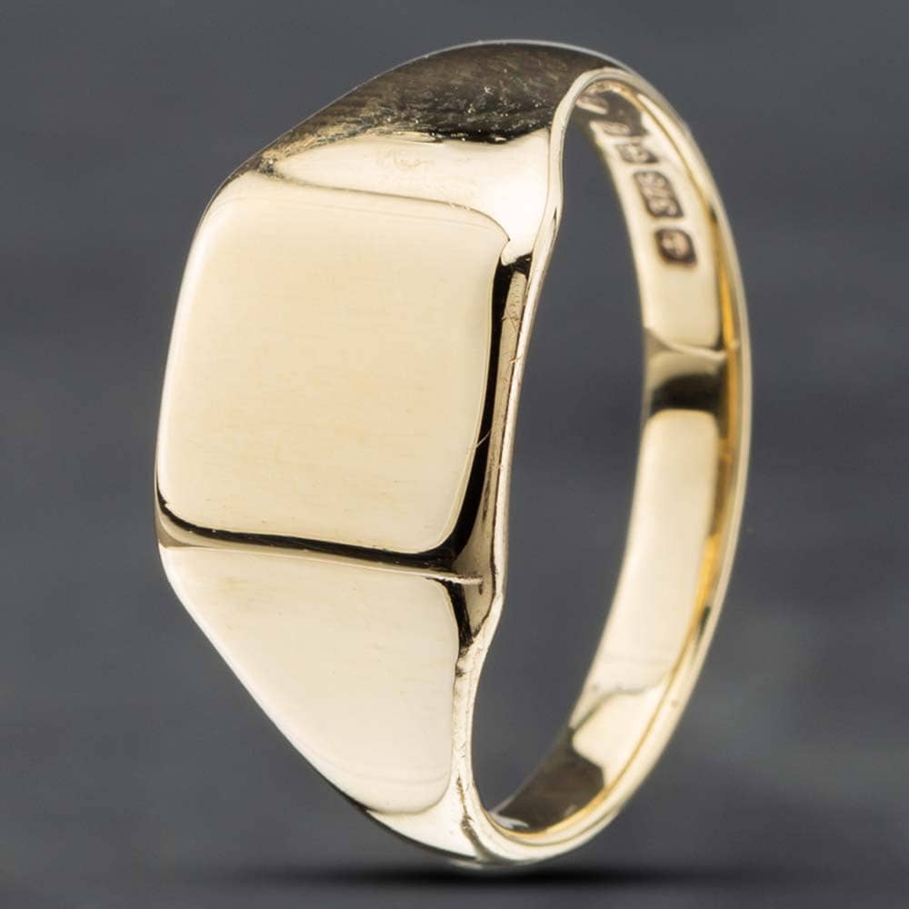 Pre-Owned 9ct Yellow Gold Plain Square Signet Ring 41341224