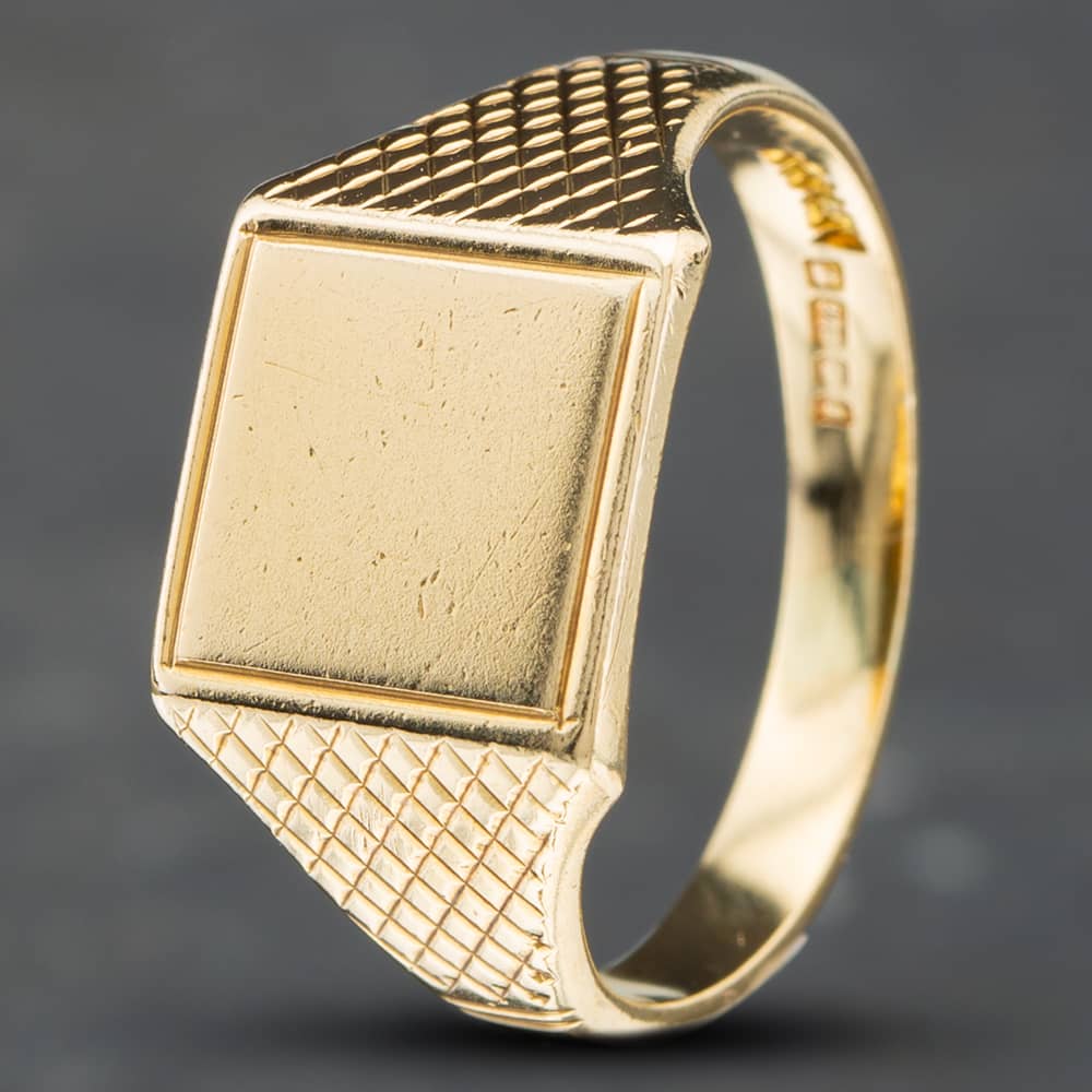 Pre-Owned 9ct Yellow Gold Square Signet Ring 41341335