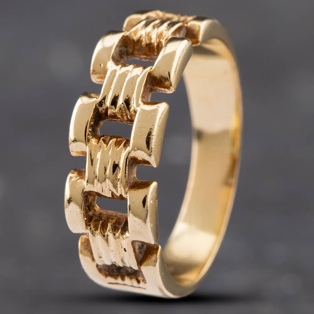 Pre-Owned 9ct Yellow Gold Chunky Chain Design Dress Ring 41341437