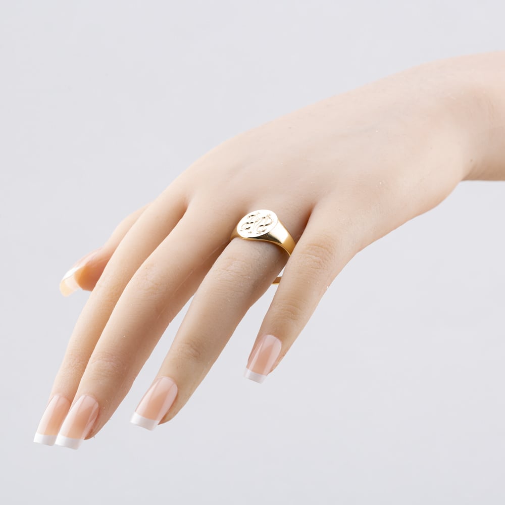 Pre-Owned Vintage 9ct Yellow Gold Oval Signet Ring 41341839