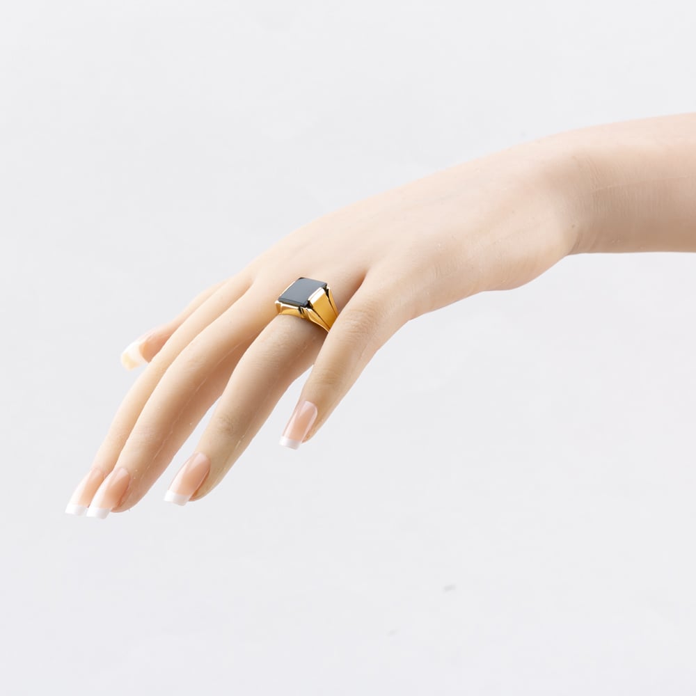 Pre-Owned Vintage Yellow Gold Onyx Oblong Signet Ring 41342013