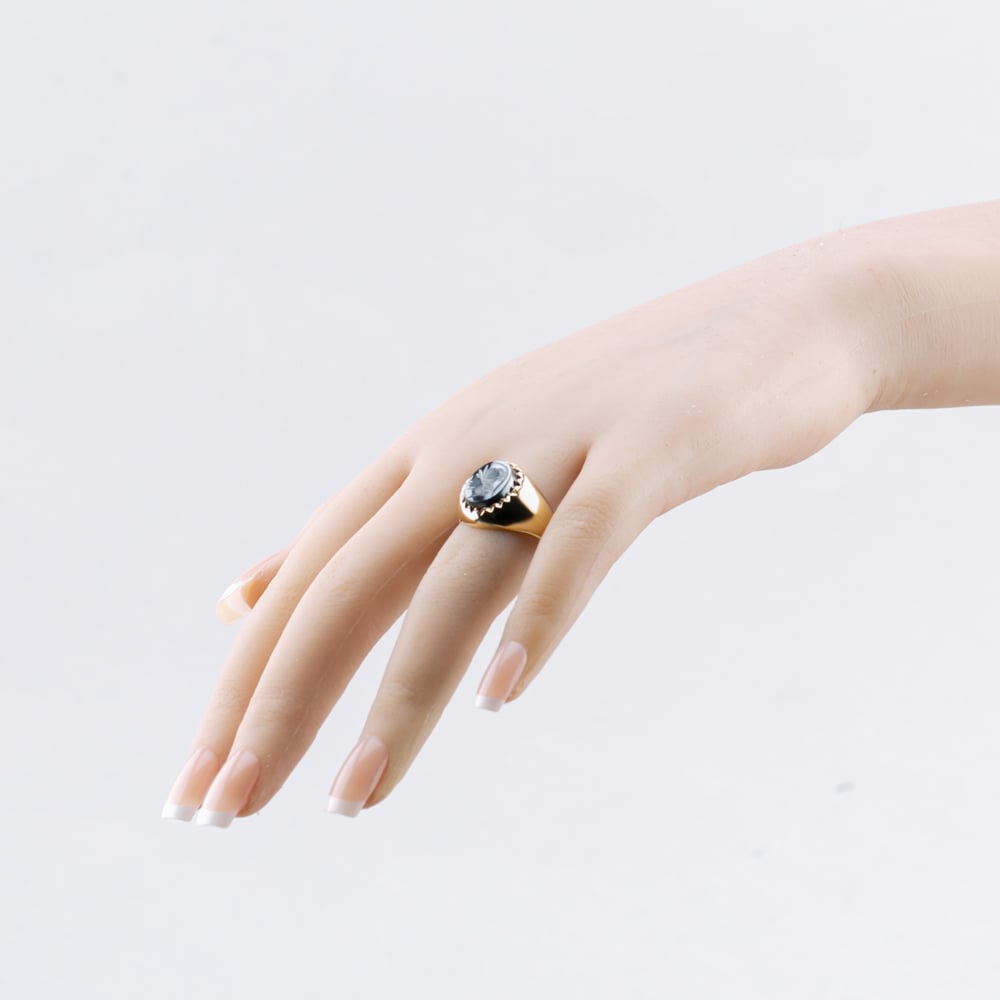Pre-Owned Vintage 9ct Yellow Gold Hematite Oval Signet Ring 41342069